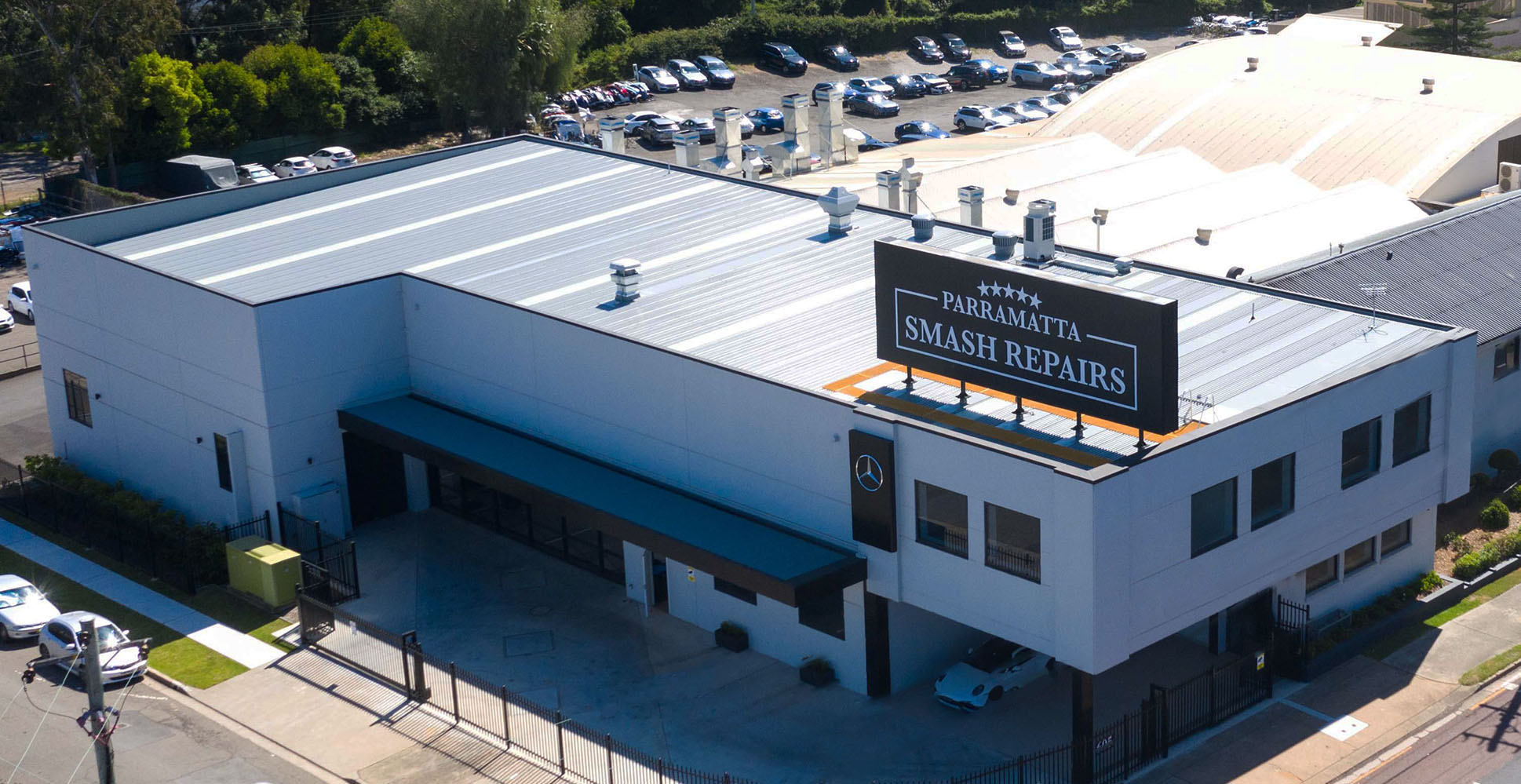top view of parramatta smash repair autobody warehouse